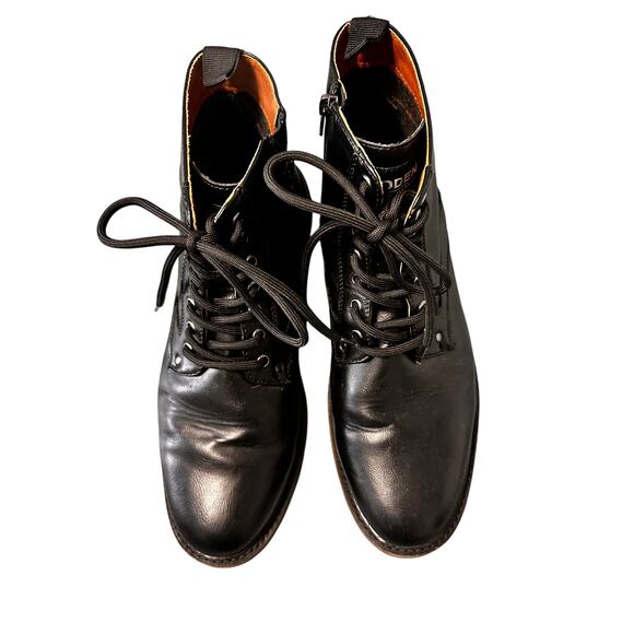 Steve Madden Men's Black Leather Lace-Up Boots, Size 12, Excellent Pre-Owned - Picture 3 of 6